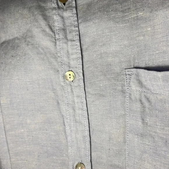 Panama Jack 100% Linen Mens XL Baby Blue Button Down Short Sleeve Shirt EUC - Picture 5 of 7